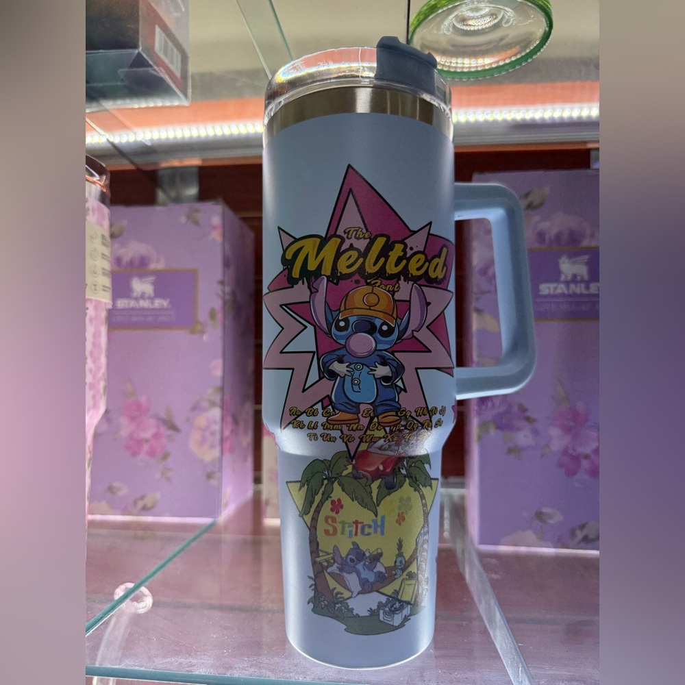 Stitch The Melted Cartoon Travel Tumbler - Light Blue